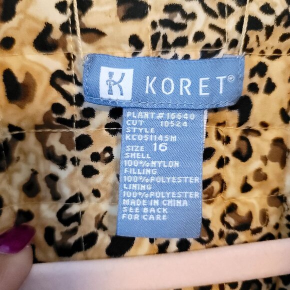 90s Deadstock Koret Womens Reversible Quilted Jacket Leopard Gold Size 16 - Picture 2 of 12